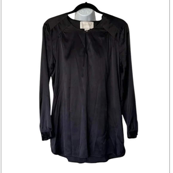 Brochu Walker stretch silk tunic black keyhole pockets Size S - Picture 6 of 6
